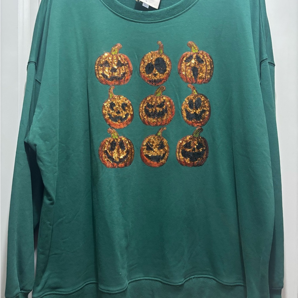 Green Halloween Pumpkin Sweatshirt